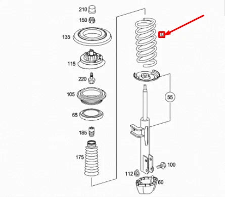NEW MERCEDES-BENZ C W203 FRONT COIL SPRING A2033216204 ORIGINAL