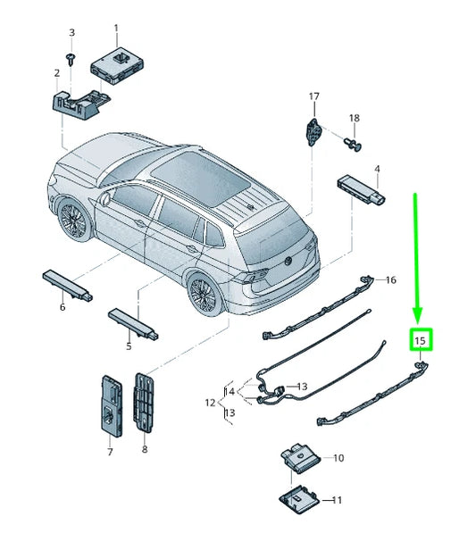 NEW VOLKSWAGEN TIGUAN AD MK2 REAR SENSOR CABLES LOWER BRACKET 5NA962283