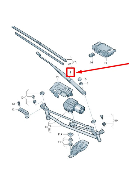 NEW VW PASSAT B6 3C2 FRONT WIPER BLADE ARM RHD 3C2955410C ORIGINAL