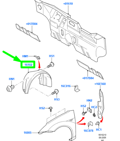 new ford focus mk1 front left wheelhouse trim liner 1309761 original