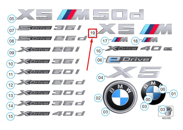 NEW BMW X5 M F85 TRUNK LID X5 M EMBLEM 51148057980 8057980 ORIGINAL