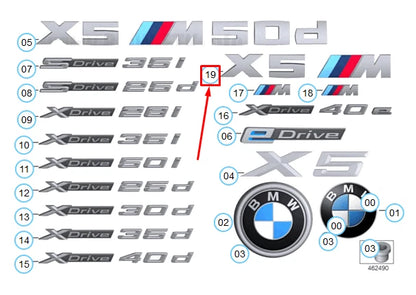 NEW BMW X5 M F85 TRUNK LID X5 M EMBLEM 51148057980 8057980 ORIGINAL