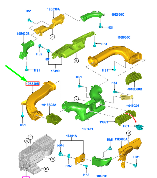 new ford mondeo mk5 heater outlet left air duct lhd 1877330 original