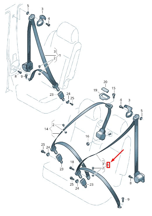 NEW VW CADDY IV SA MK6 LEFT THREE-POINT SEAT SEATBELT 2K5857447BRYV ORIGINAL