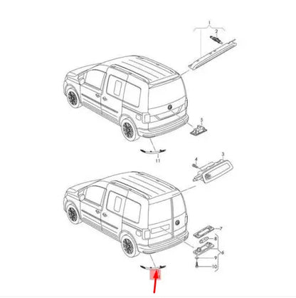 NEW VOLKSWAGEN CADDY 2K REAR BUMPER RIGHT REFLECTOR 2K5945106D 2016 ORIGINAL