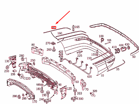 new mercedes-benz c s203 rear right bumper molding a2038850274 enuine original