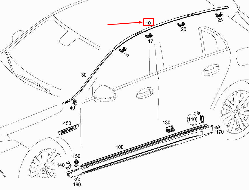 new mercedes-benz a w177 right roof trim strip a1776903400 original