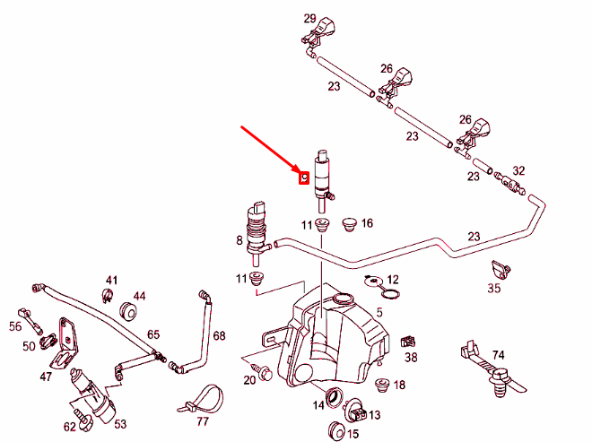 NEW MERCEDES-BENZ ML W163 HEADLAMP WASHER PUMP A2108691121 ORIGINAL