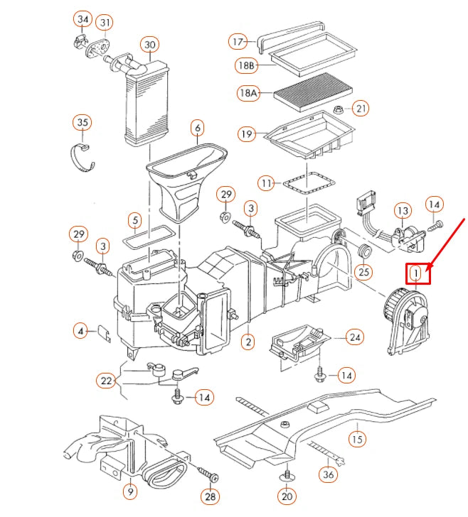 NEW AUDI TT 8N HEATER BLOWER FAN LHD 1J1819021C ORIGINAL