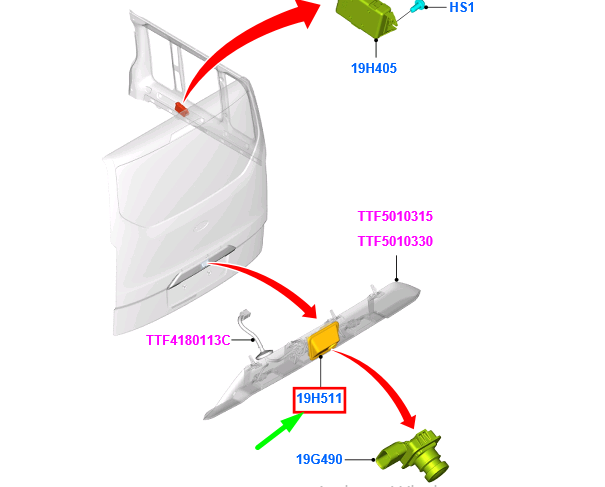 new ford tourneo custom rear camera housing kit 1802340 original