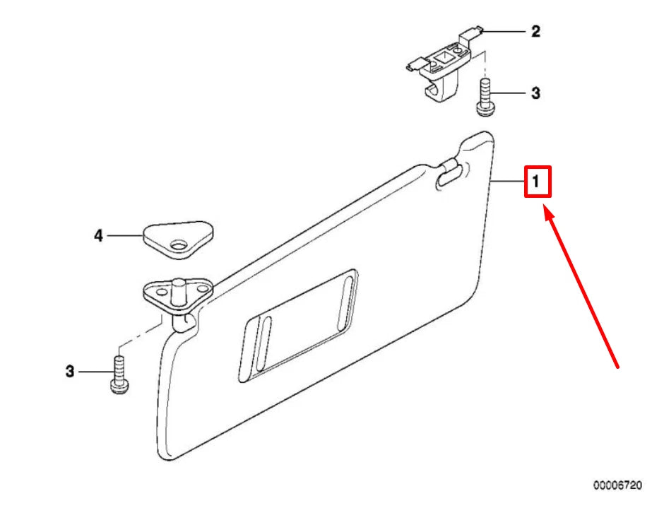 NEW BMW X5 E53 FRONT LEFT SUN VISOR 51168258021 8258021 ORIGINAL
