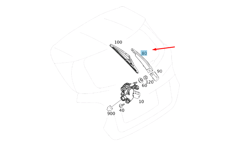 NEW MERCEDES-BENZ A W176 REAR PANEL DOOR WINDOW WIPER ARM A1768200544 ORIGINAL