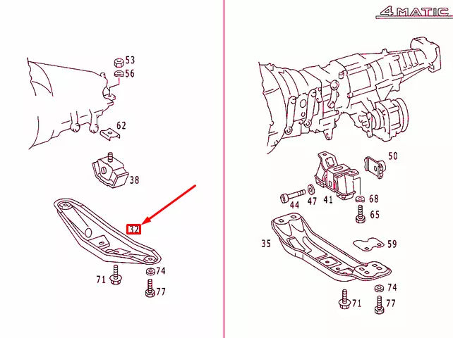 NEW MERCEDES-BENZ E W124 REAR ENGINE SUPPORT A1242420501 ORIGINAL