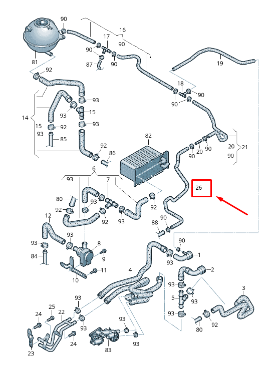 new vw golf vi 5k mk6 engine coolant hose 1k0121447eh original