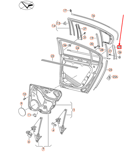 new vw passat 3c b6 rear right trim for door window frame 3c9839904b03c original