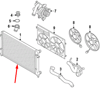 new volkswagen jetta mk6 cooling radiator 5c0121251k 1.8 tsi 125kw original