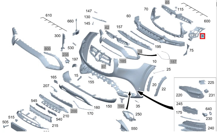 NEW MERCEDES-BENZ GLS X167 FRONT RIGHT BUMPER BRACKET A1678850206 ORIGINAL