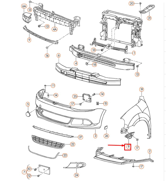 NEW VOLKSWAGEN JETTA A6 FRONT BUMPER RIGHT GUIDE PROFILE 5C6807184 ORIGINAL