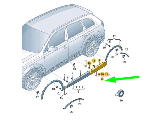 NEW AUDI Q7 4M REAR LEFT DOOR COVER 4M0853969BGRU ORIGINAL
