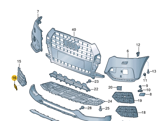 new audi q3 8u front bumper right tow eye cover 8u0807241c1qp original