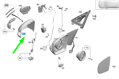 NEW MB C W205 FRONT LEFT DOOR MIRROR COVER RHD A09981151009040 ORIGINAL