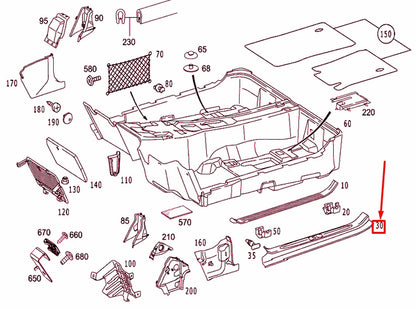 NEW MERCEDES-BENZ SL R230 LEFT OUTSIDE RAIL SCUFF PLATE A23068049359051 ORIGINAL
