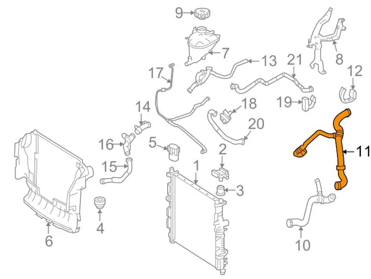NEW MERCEDES R W251 WATER UPPER RADIATOR COOLANT HOSE A2515002075 ORIGINAL