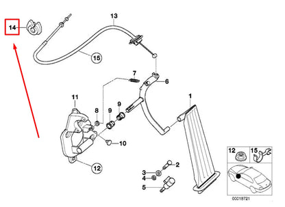 NEW BMW 3 E46 ACCELERATOR BOWDEN CABLE GROMMET 1163887 35411163887 ORIGINAL
