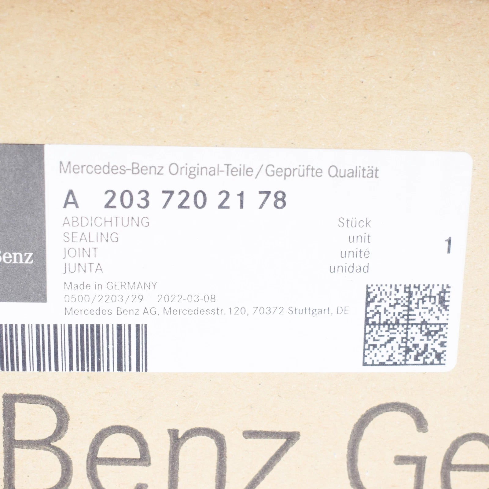 NEW MERCEDES-BENZ C-CLASS W203 FRONT LEFT DOOR SEAL A2037202178 ORIGINAL