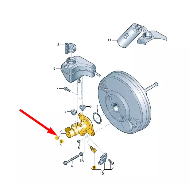 NEW AUDI TT 8J TANDEM BRAKE MASTER CYLINDER RHD 8J2611021CREP ORIGINAL