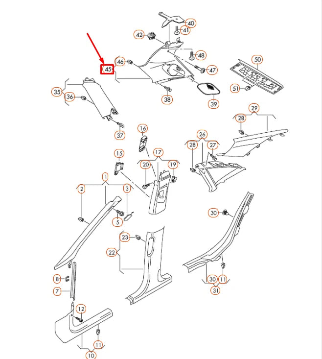 NEW AUDI Q5 8R LEFT UPPER D-PILLAR TRIM 8R0867245P4PK ORIGINAL