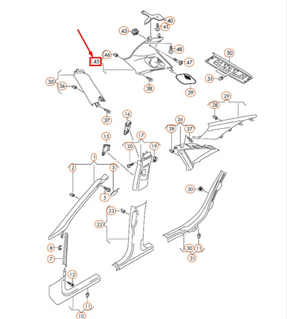 NEW AUDI Q5 8R LEFT UPPER D-PILLAR TRIM 8R0867245P4PK ORIGINAL
