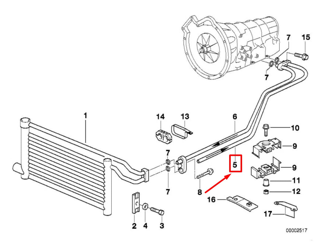 NEW BMW 7 E38 OIL COOLING PIPE OUTLET 17221745737 1745737 ORIGINAL