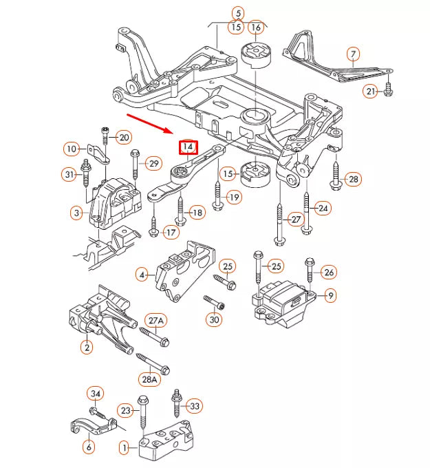 NEW AUDI TT 8J ENGINE REAR SUPPORT 3C0199855K