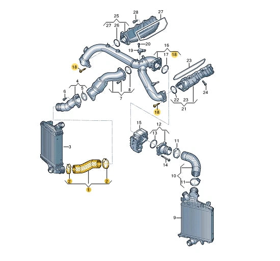 NEW AUDI Q7 4M INTERCOOLER HOSE PIPE 4M0145738BA ORIGINAL