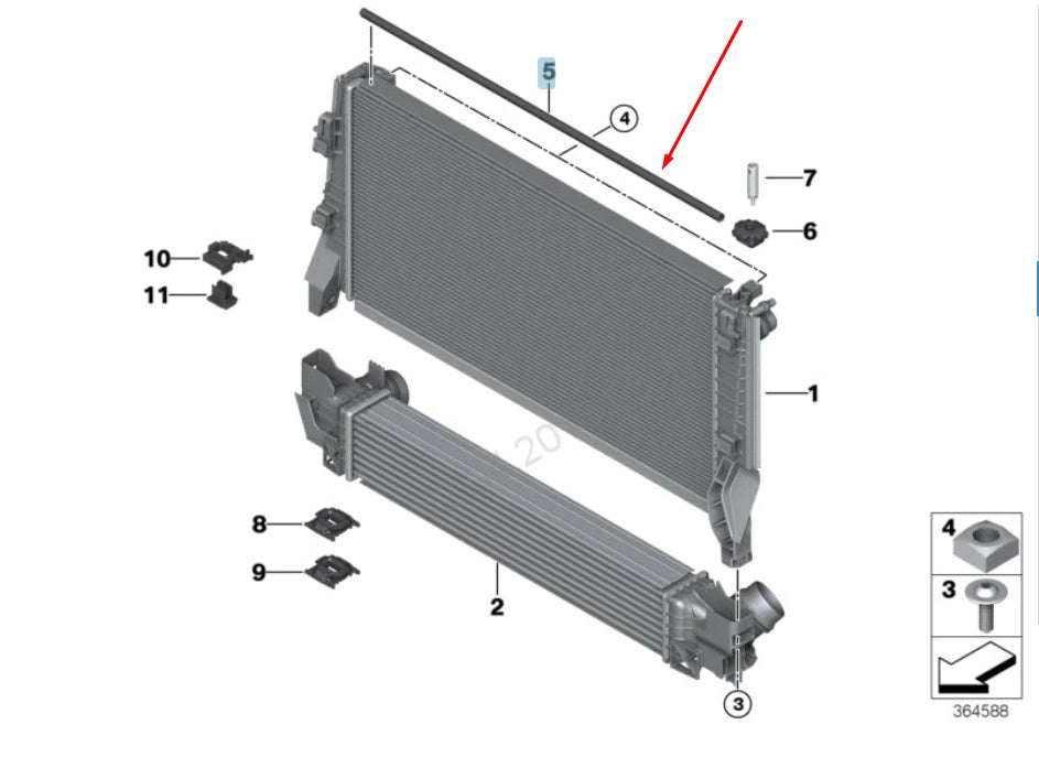 NEW BMW 2 F45 RADIATOR UPPER SEAL BRACKET 17118600126 8600126 2015 ORIGINAL