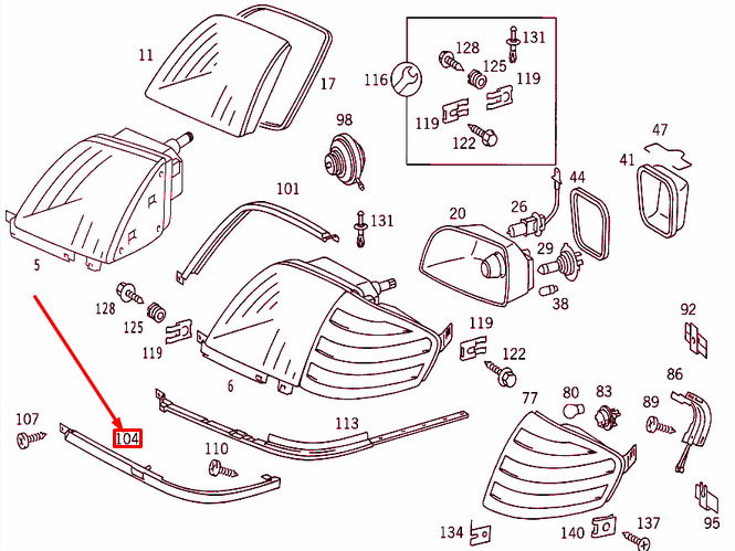 NEW MERCEDES-BENZ SL R129 FRONT RIGHT HEADLIGHT LOWER SEAL A1298261080 ORIGINAL