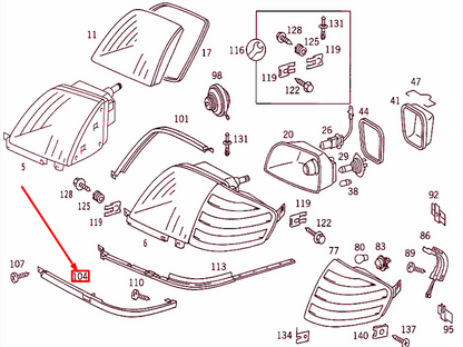 NEW MERCEDES-BENZ SL R129 FRONT RIGHT HEADLIGHT LOWER SEAL A1298261080 ORIGINAL