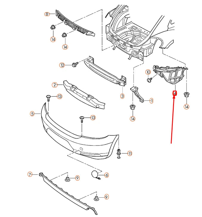NEW VW BEETLE A5 REAR RIGHT BUMPER GUIDE PROFILE 5C5807394H ORIGINAL