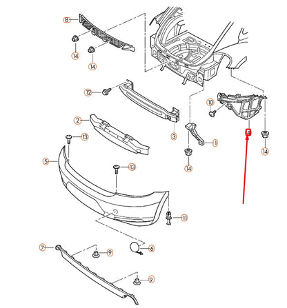 NEW VW BEETLE A5 REAR RIGHT BUMPER GUIDE PROFILE 5C5807394H ORIGINAL
