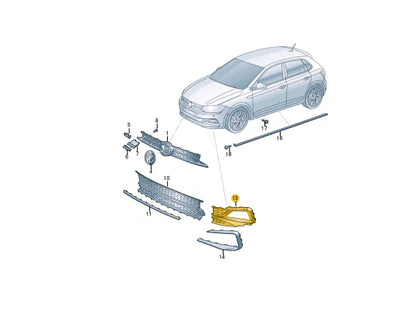 NEW VW POLO AW FRONT RIGHT FOG LIGHT AIR VENT GRILLE 2G0853666E9B9
