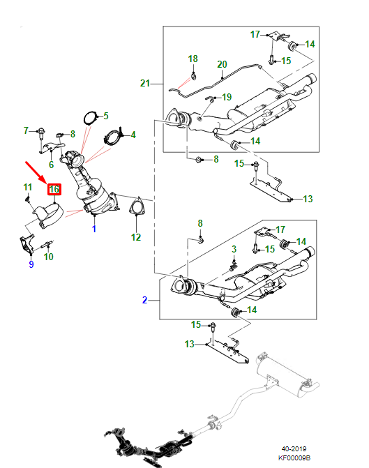 new jaguar e-pace x540 exhaust catalyst bellyband bracket j9c7842 original