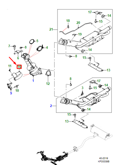 new jaguar e-pace x540 exhaust catalyst bellyband bracket j9c7842 original