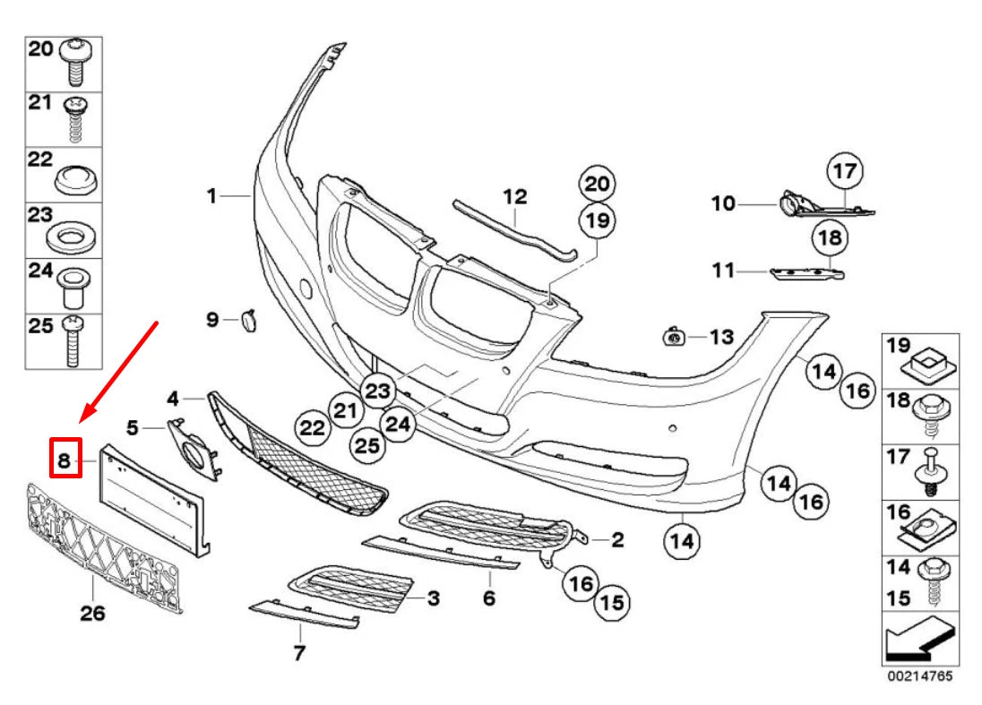 NEW BMW 3 E90 NUMBER HOLDER 51117143749 7143749 ORIGINAL