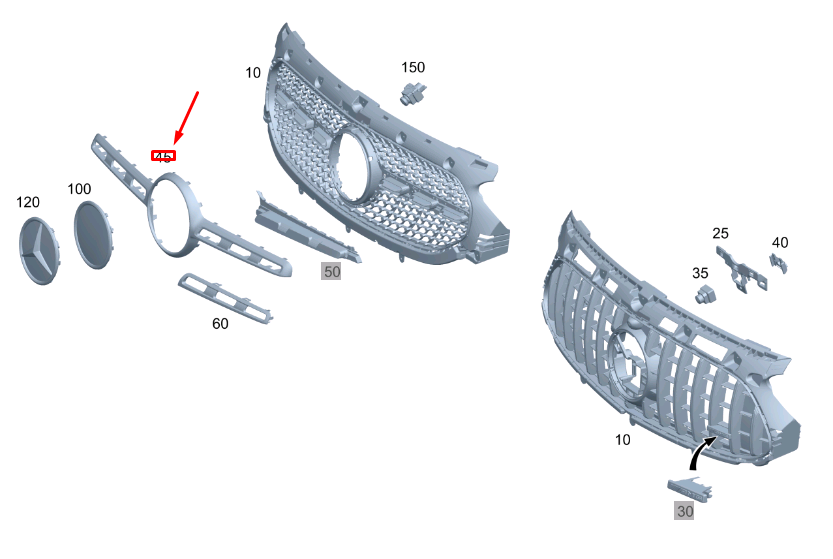 new mercedes-benz gla h247 radiator grille carrier trim a2478885500 original