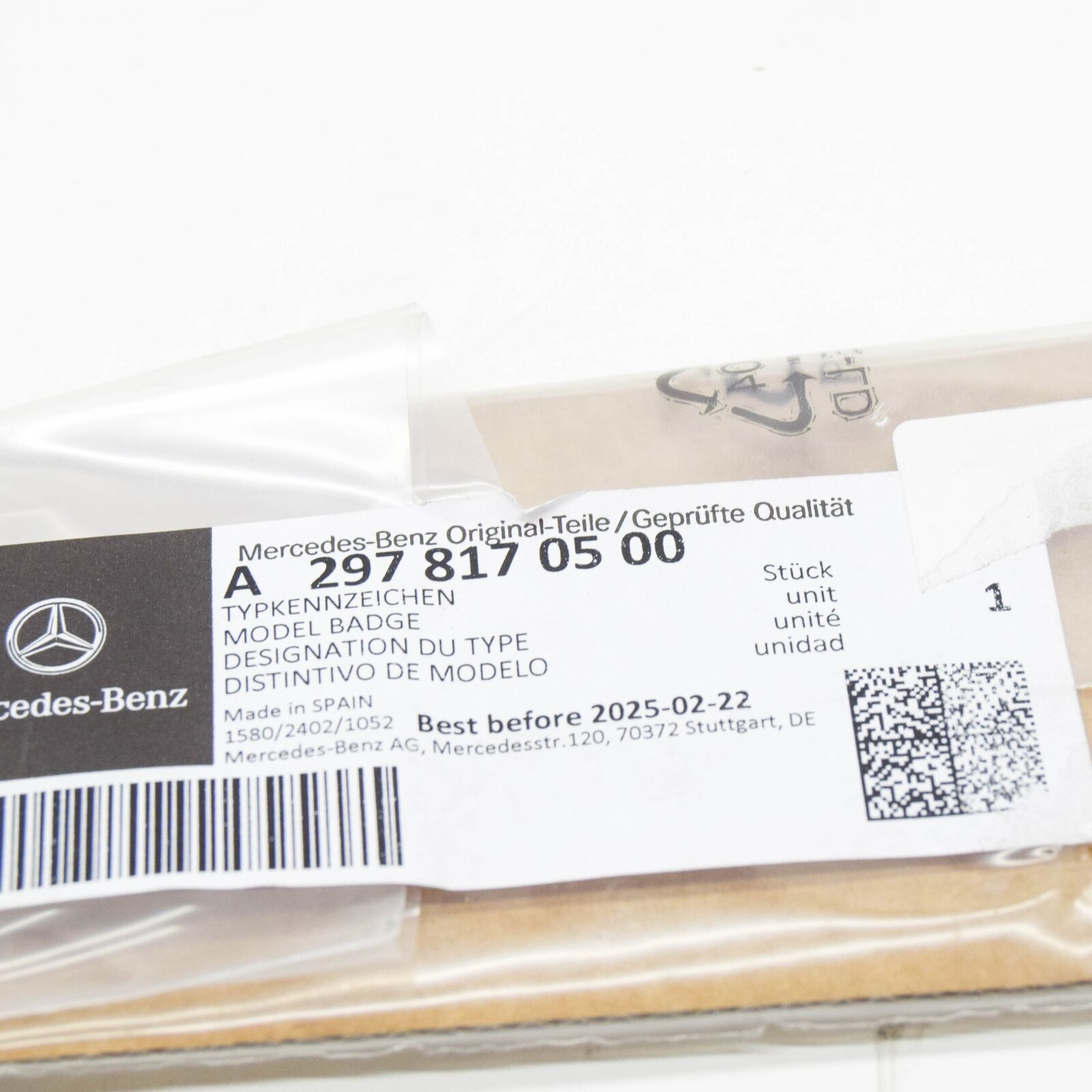 NEW MERCEDES-BENZ EQS V297 REAR BOOTLID BADGE A2978170500 ORIGINAL