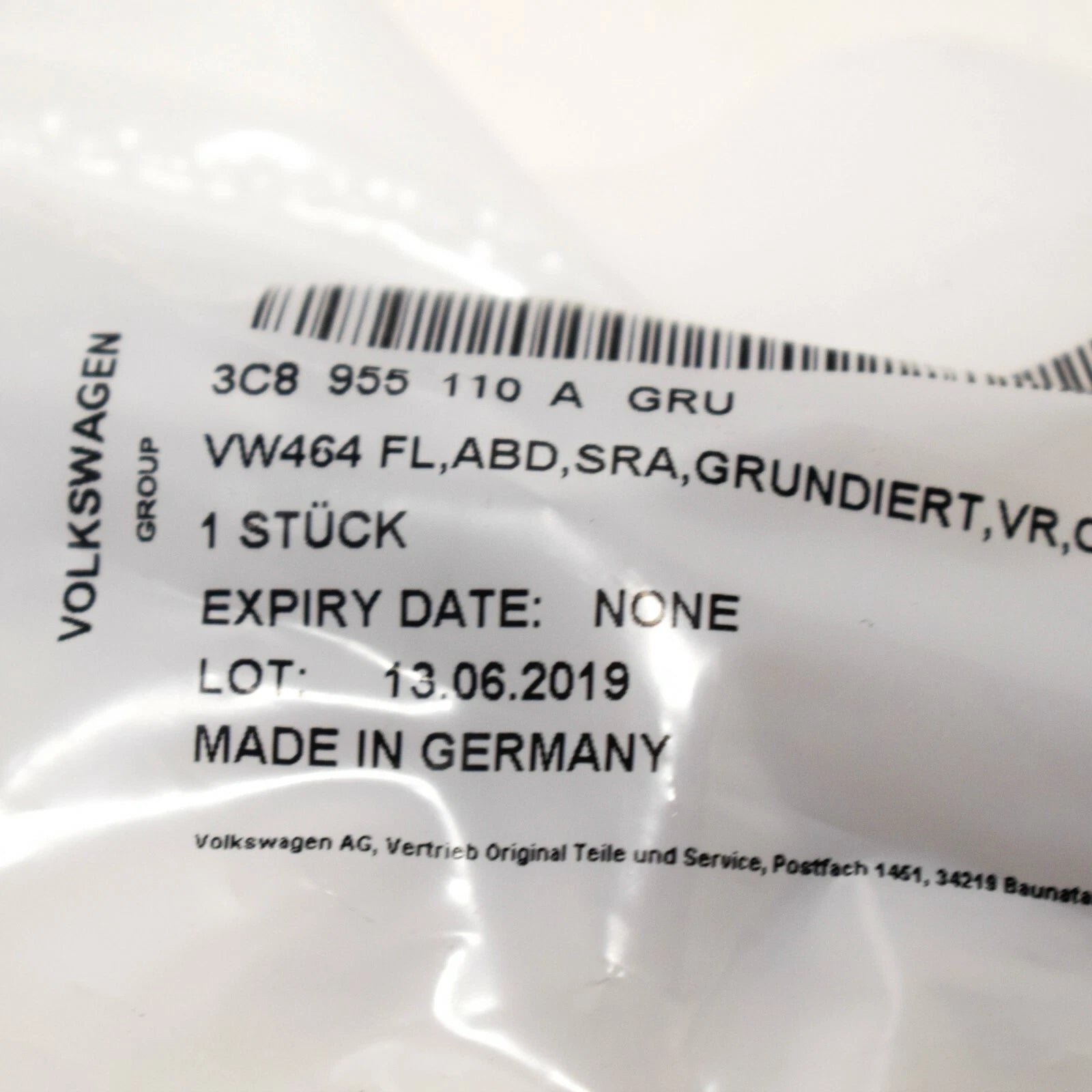 NEW VOLKSWAGEN PASSAT CC A6 RIGHT HEADLIGHT WASHER COVER 3C8955110AGRU ORIGINAL