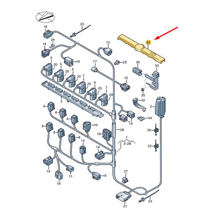 NEW VOLKSWAGEN CC UPPER CABLE GUIDE WIRING CONDUIT 03H971797 ORIGINAL