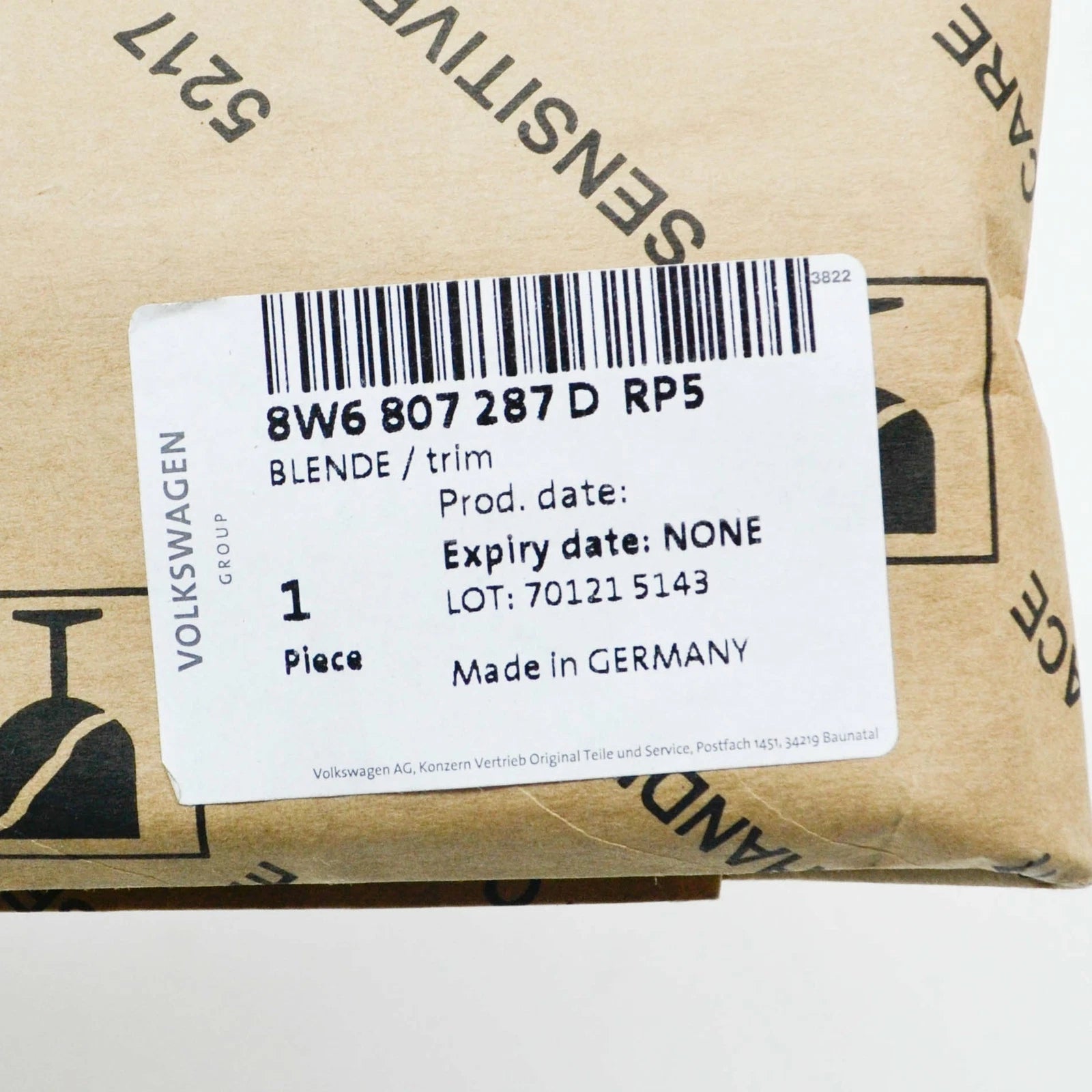 NEW AUDI A5 S5 SPORTBACK 8W6 FRONT LICENSE PLATE BRACKET 8W6807287DRP5