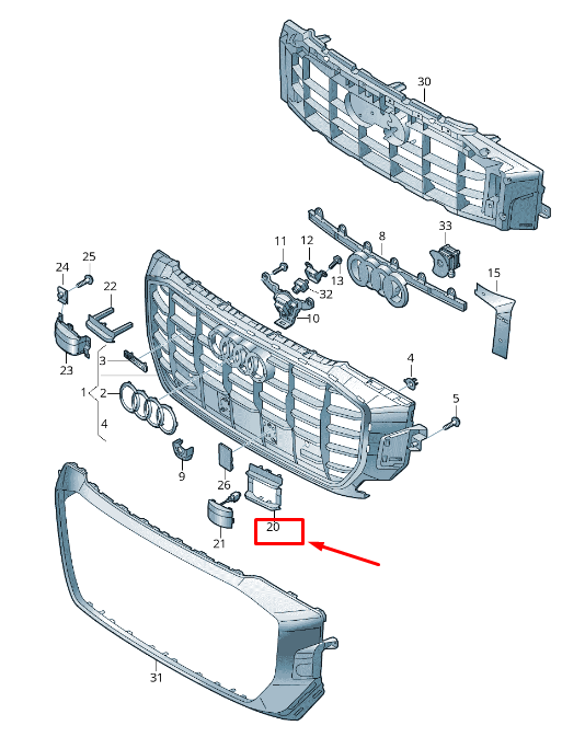 new audi q8 4mn left radiator grille cover 4m8853173mx3 original